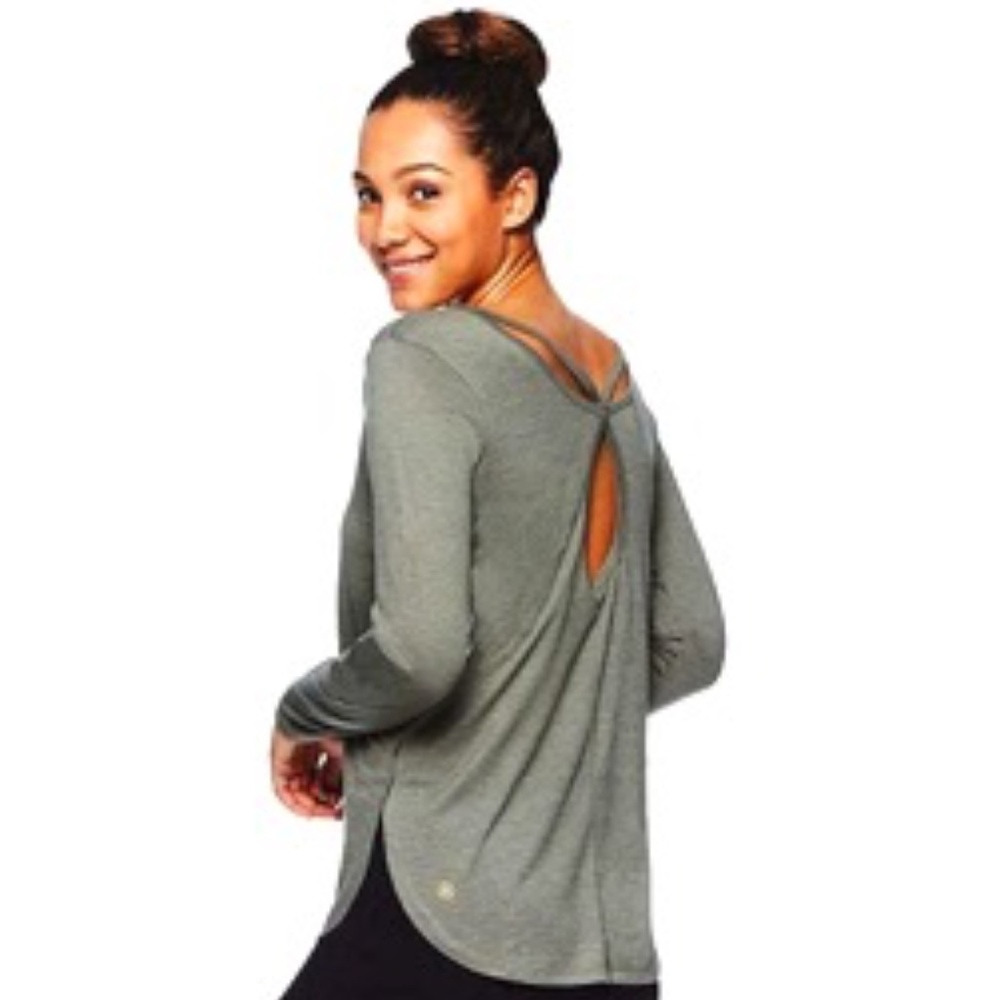 3X Black GAIAM Gianna Long Sleeve Top